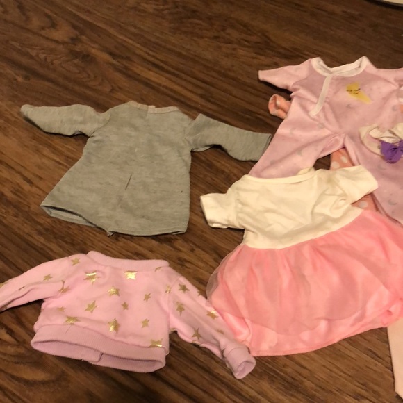 Large doll clothes bundle: nightgown, dress, tunic, cardigan, PJs, dress, tights - Picture 12 of 17